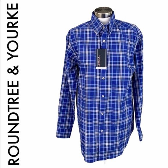 Roundtree & Yorke Other - ROUNDTREE & YORKE NWT MEN’S BLUE WHITE SHIRT M